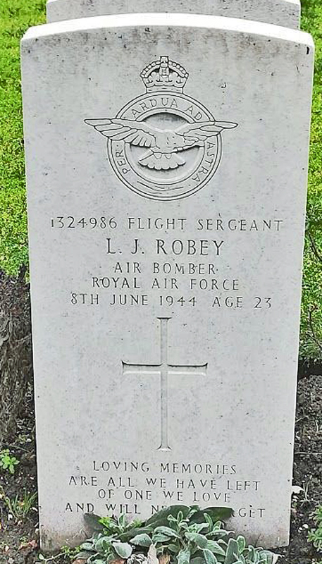 F/Sgt Leslie James Robey<br /><br /><br />died on active duty - June 8th, 1944